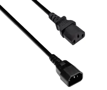 DINIC Kaltgeräte-Verlängerung C13 Stecker auf C14 Buchse, VDE, 1mm² schwarz, 5m